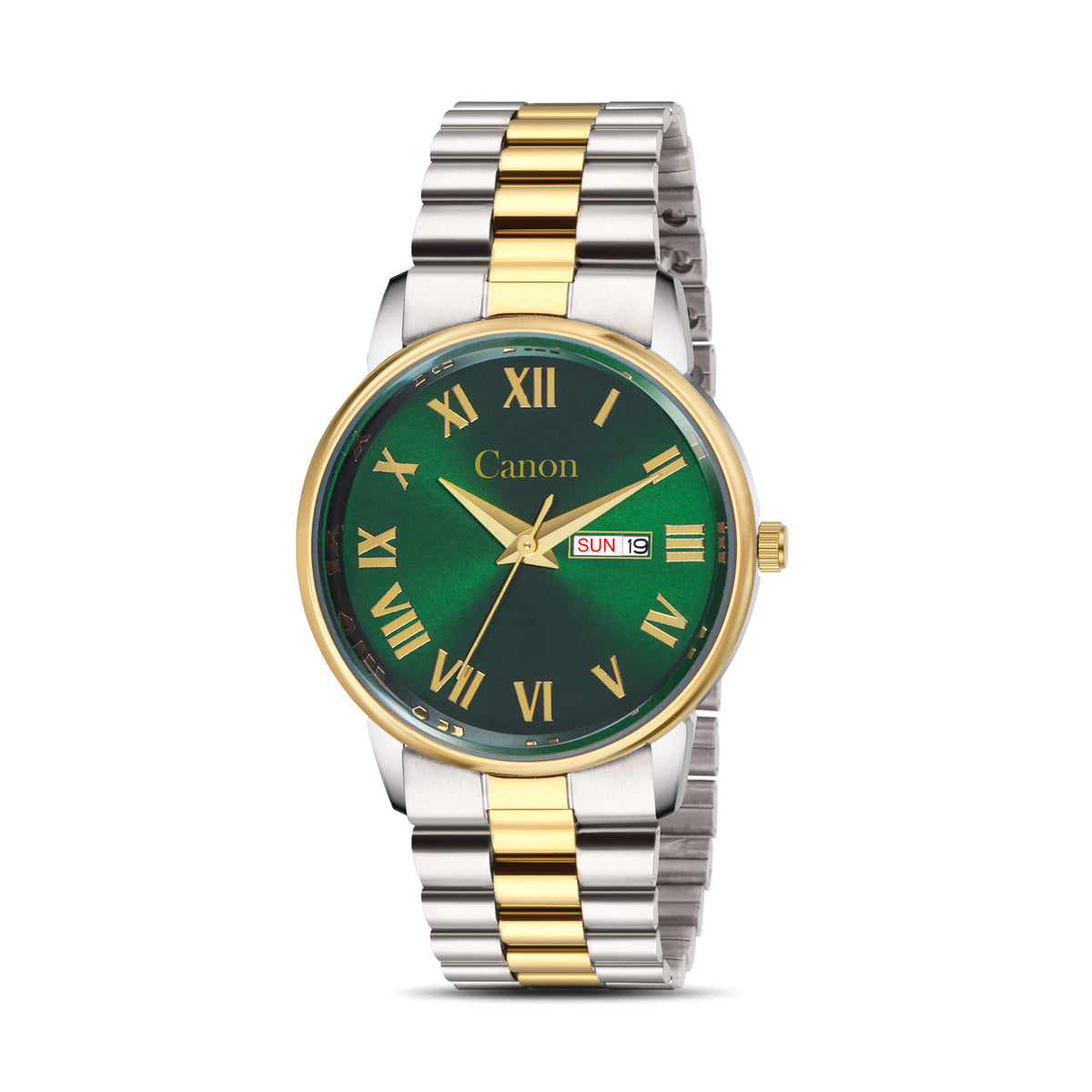 Luxury Maha Vastu Green Dial with Roman Numerals Dual-Tone Watch for Men CN- 519