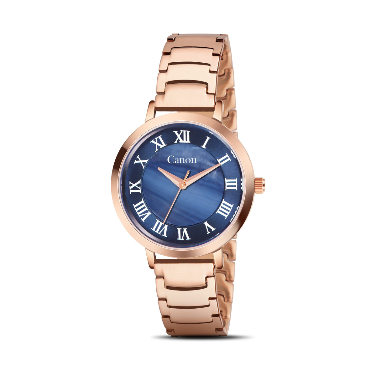 Canon Quartz CN-540 blue mother of pearl Roman dial rose gold watch for women