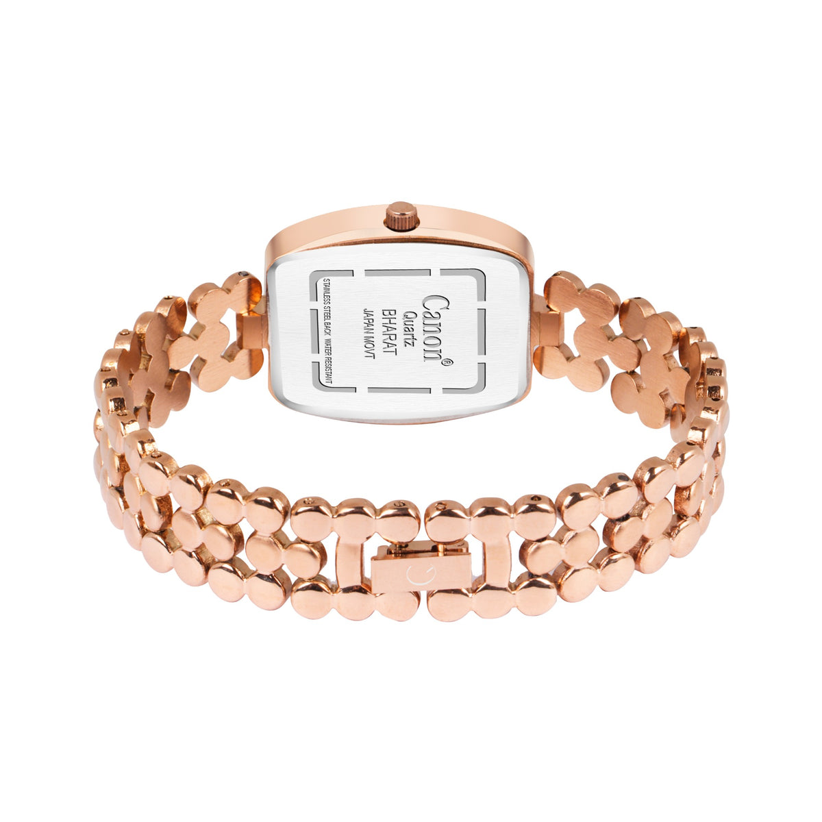 CN-525 stainless steel caseback and rose gold bracelet