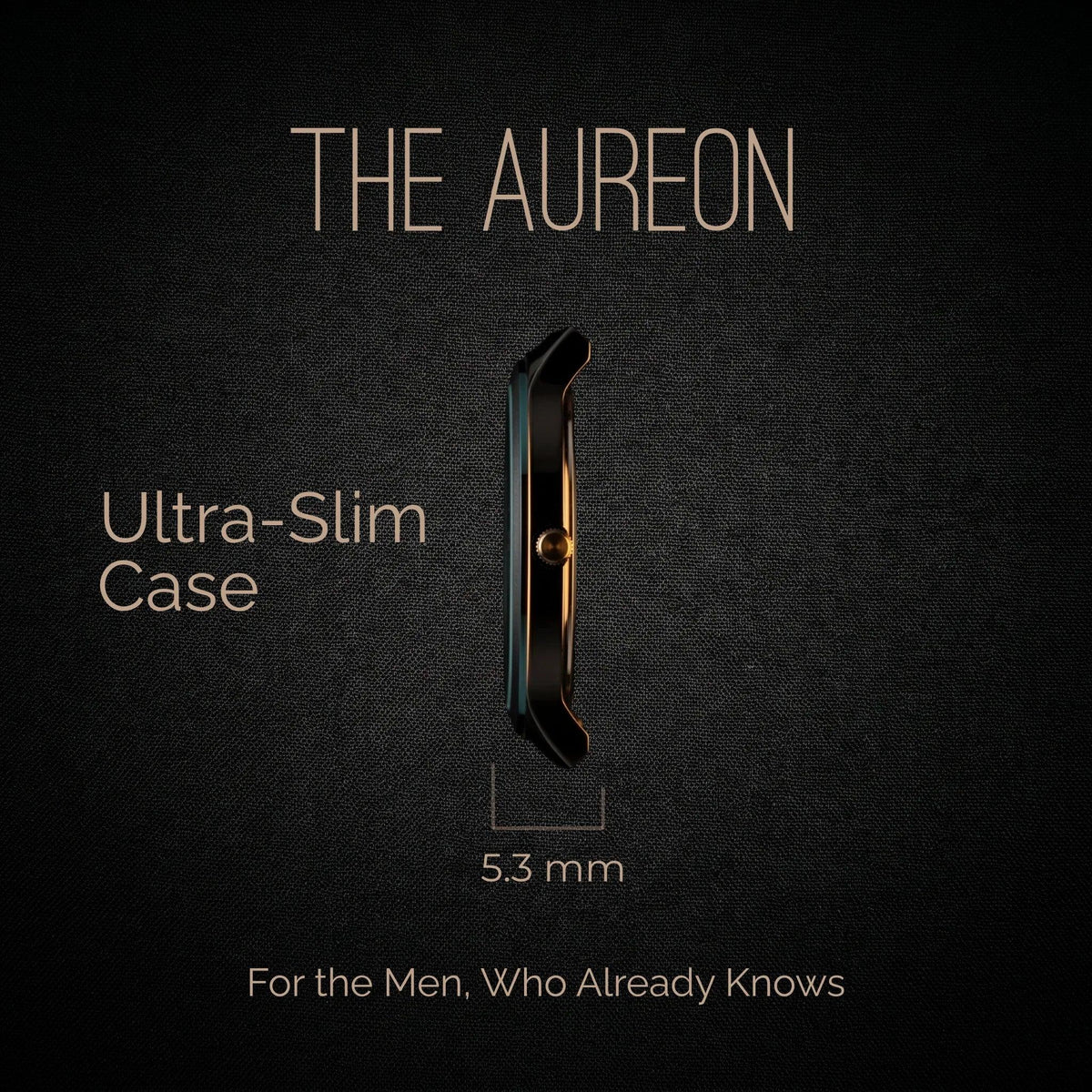 The Aureon ultra-slim 5.3mm men's analog quartz watch with sleek black case design