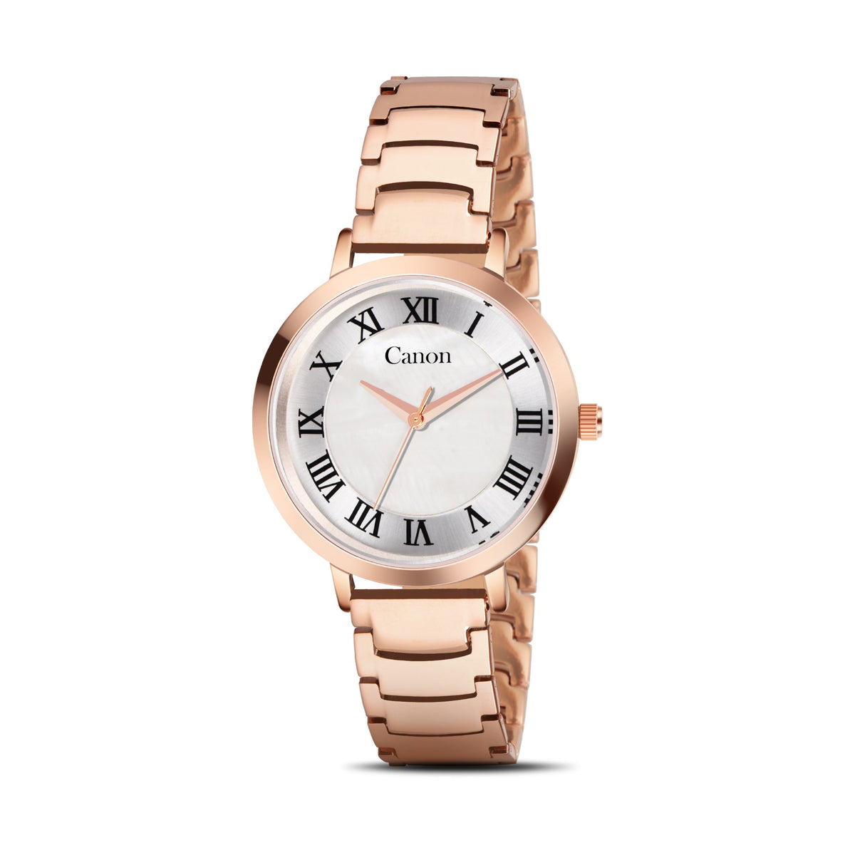 Canon Quartz CN-541 white mother of pearl Roman dial rose gold watch for women
