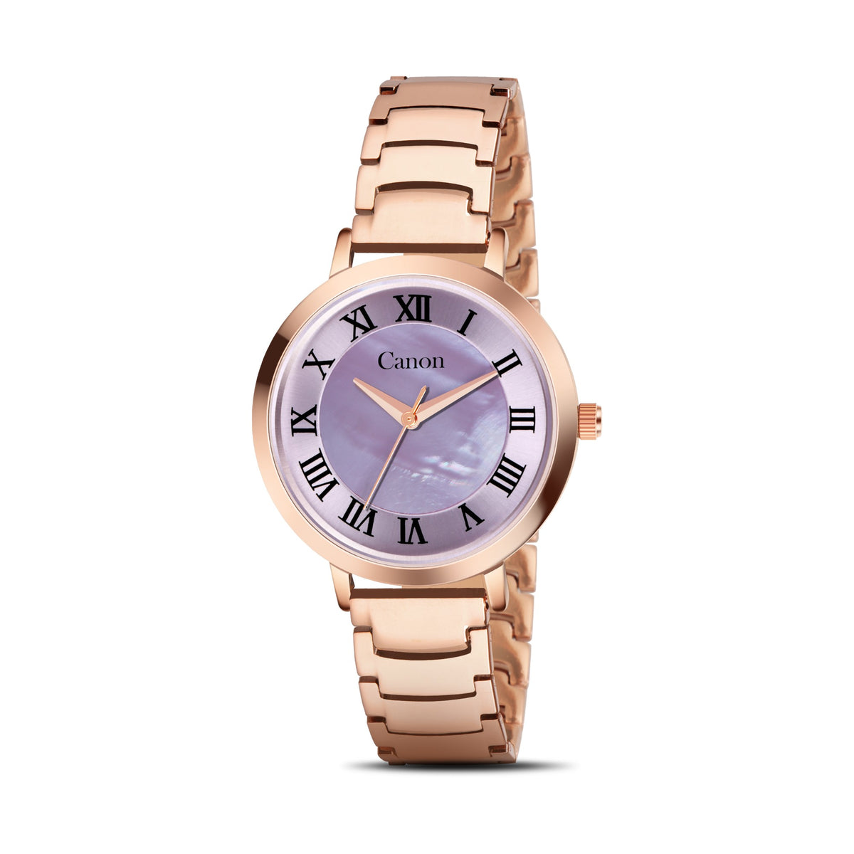 Canon Quartz CN-543 lavender mother of pearl Roman dial rose gold watch for women