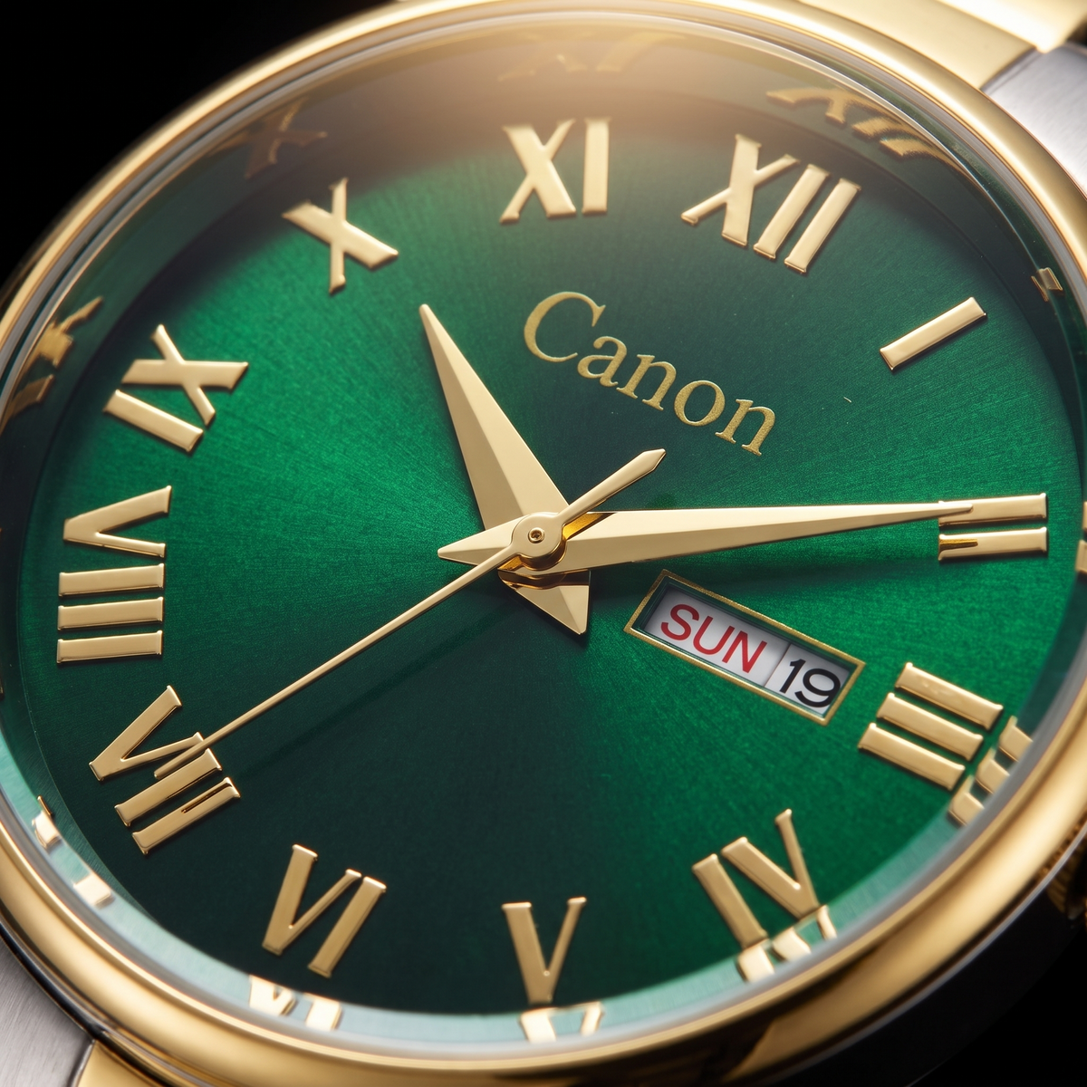 Luxury Maha Vastu Green Dial with Roman Numerals Dual-Tone Watch for Men CN- 519