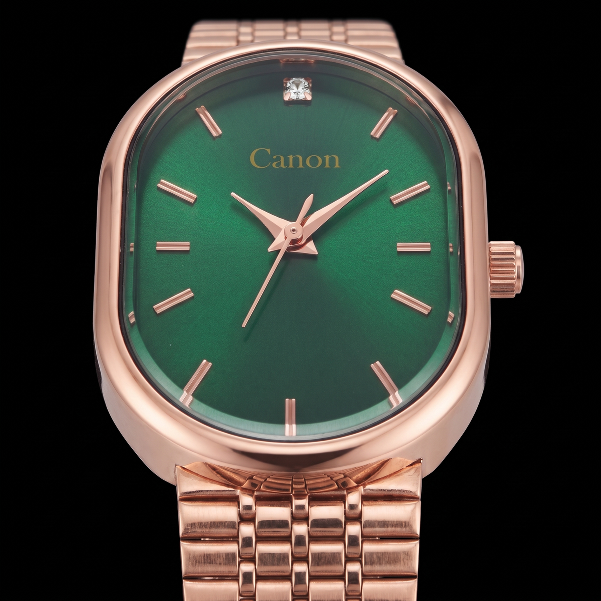 Luxury Emerald Green Dial Rose Gold Bracelet Watch for Women | Canon Quartz CN-522