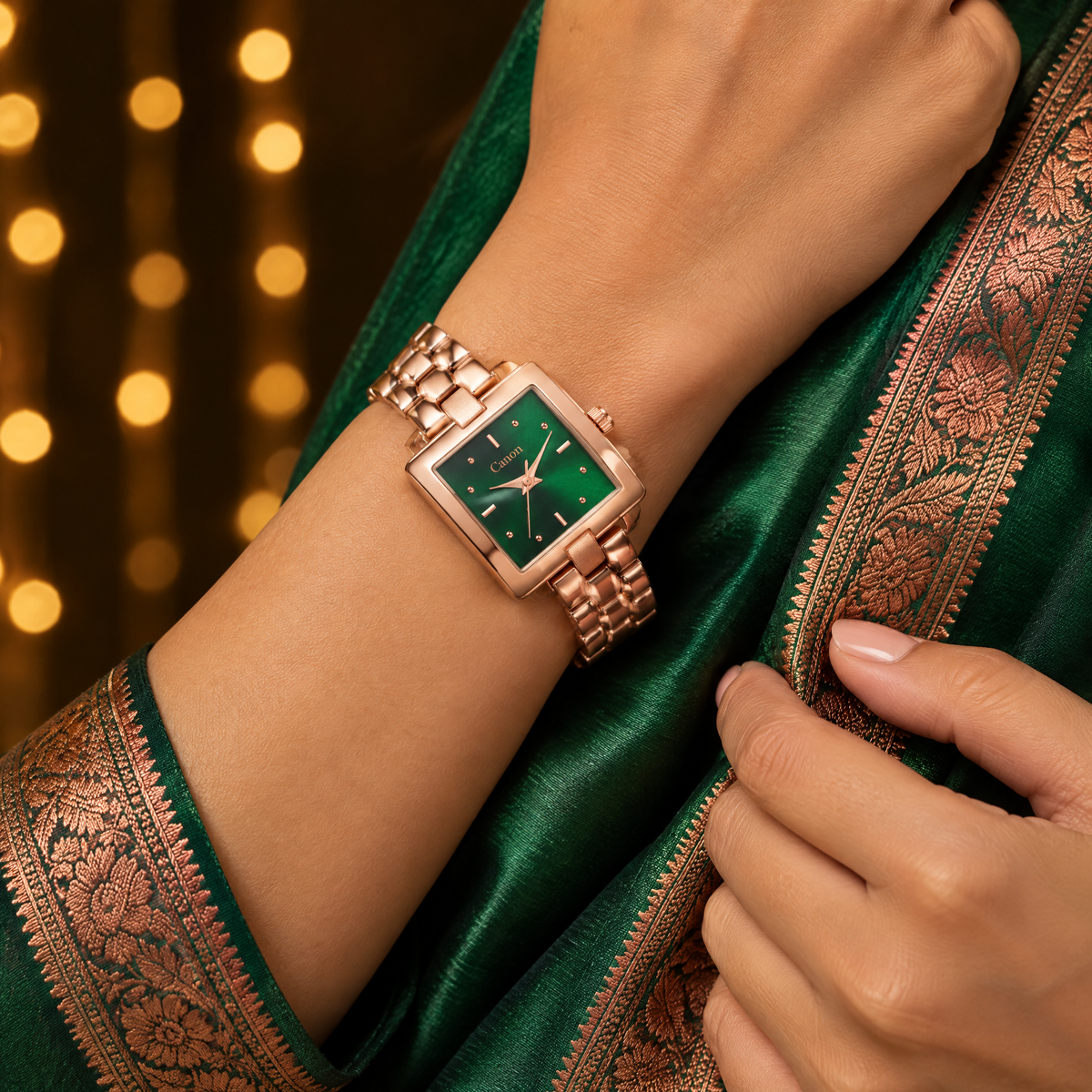 CN-537 worn with an emerald silk saree