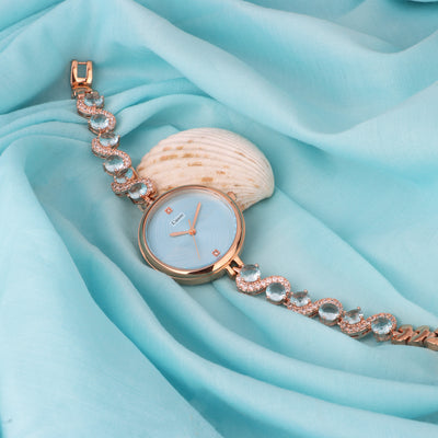 Serenite Rose Gold Blue Women's Watch 449