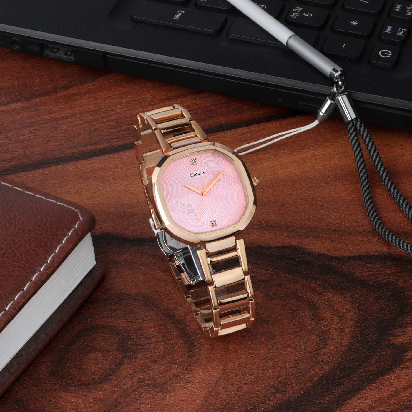 Canon Quartz Square Watch For Women - Baby Pink