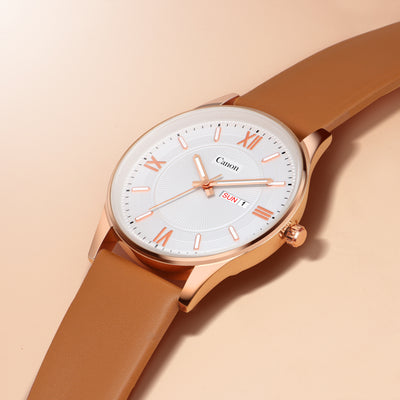 Canon Quartz Slim Watch for Men - Tan