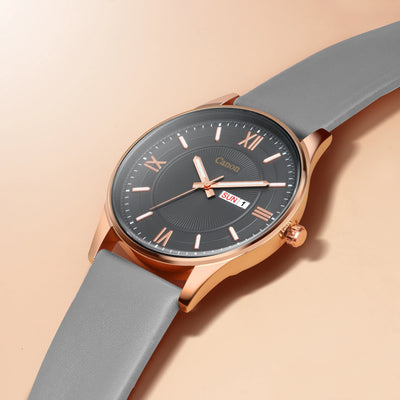 Canon Quartz Classic Watch for Men - Grey & Rose Gold