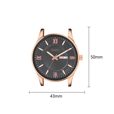 Canon Quartz Classic Watch for Men - Grey & Rose Gold