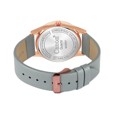 Canon Quartz Classic Watch for Men - Grey & Rose Gold