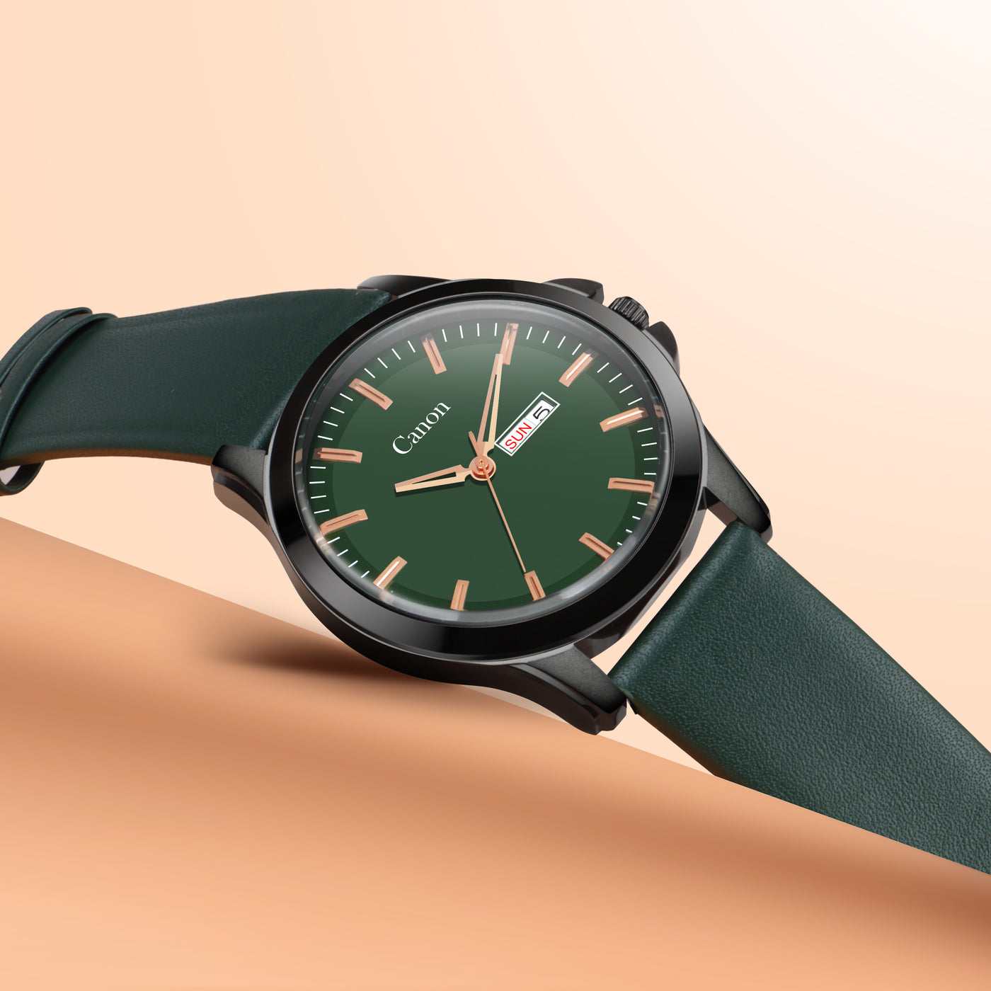 Canon Quartz Black & Green Watch For Men CN-438