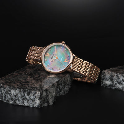 Canon Quartz Mother of Pearl Watch For Women - Pink & Blue
