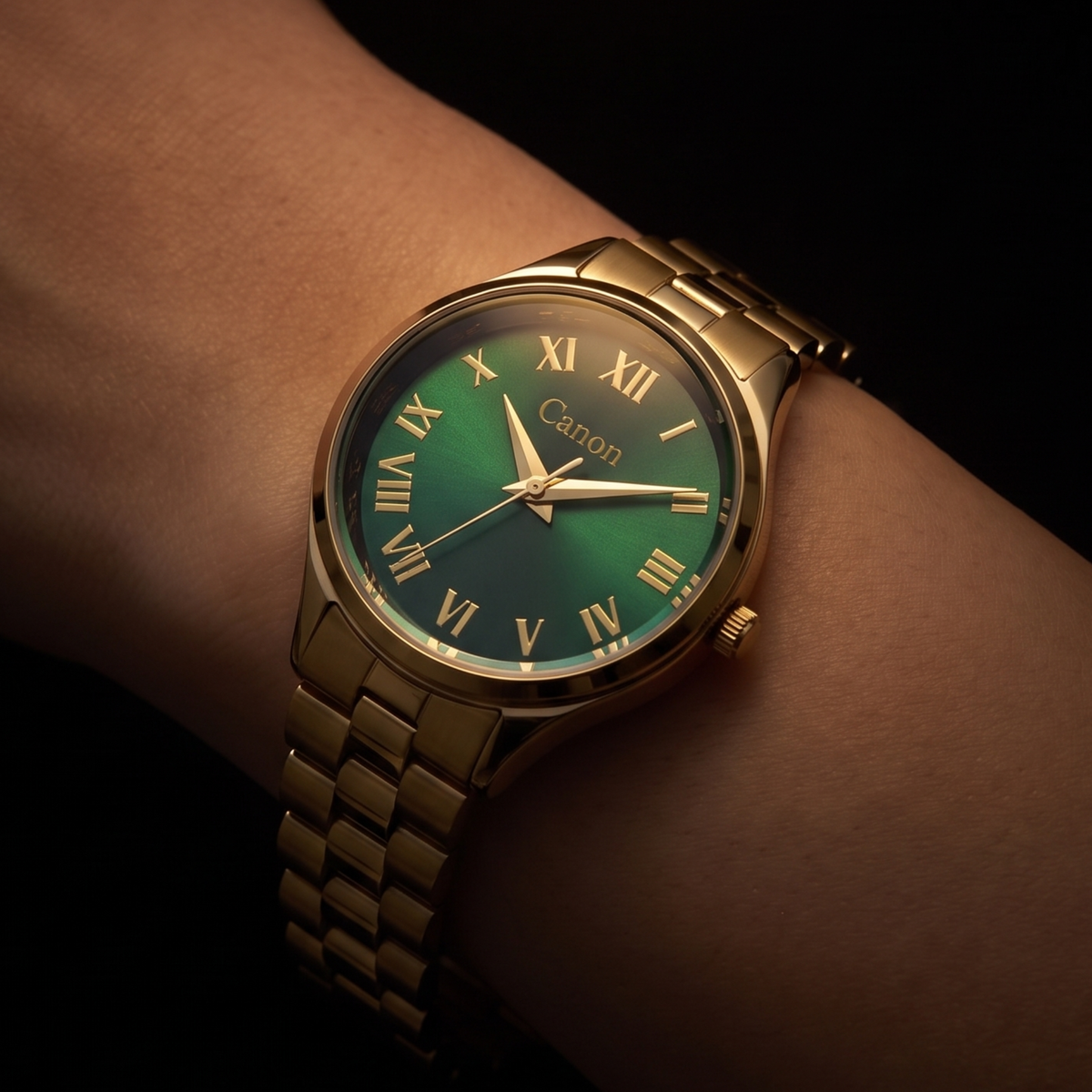 Golden Green Dial with Roman Numerals Watch for Women | Canon Quartz CN-521