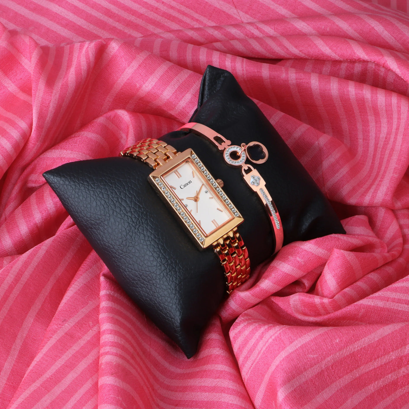 Canon Quartz Rose Gold Watch Bracelet Set For Women CN-439