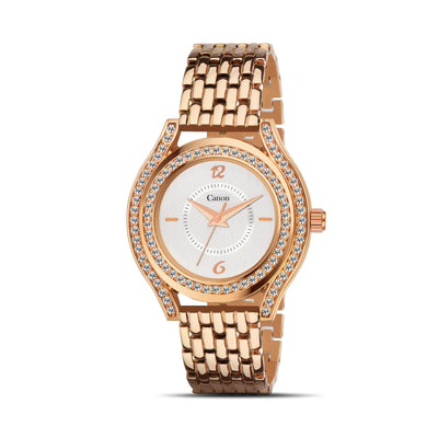 Canon Quartz Rose Gold Watch Bracelet Set For Women CN-440