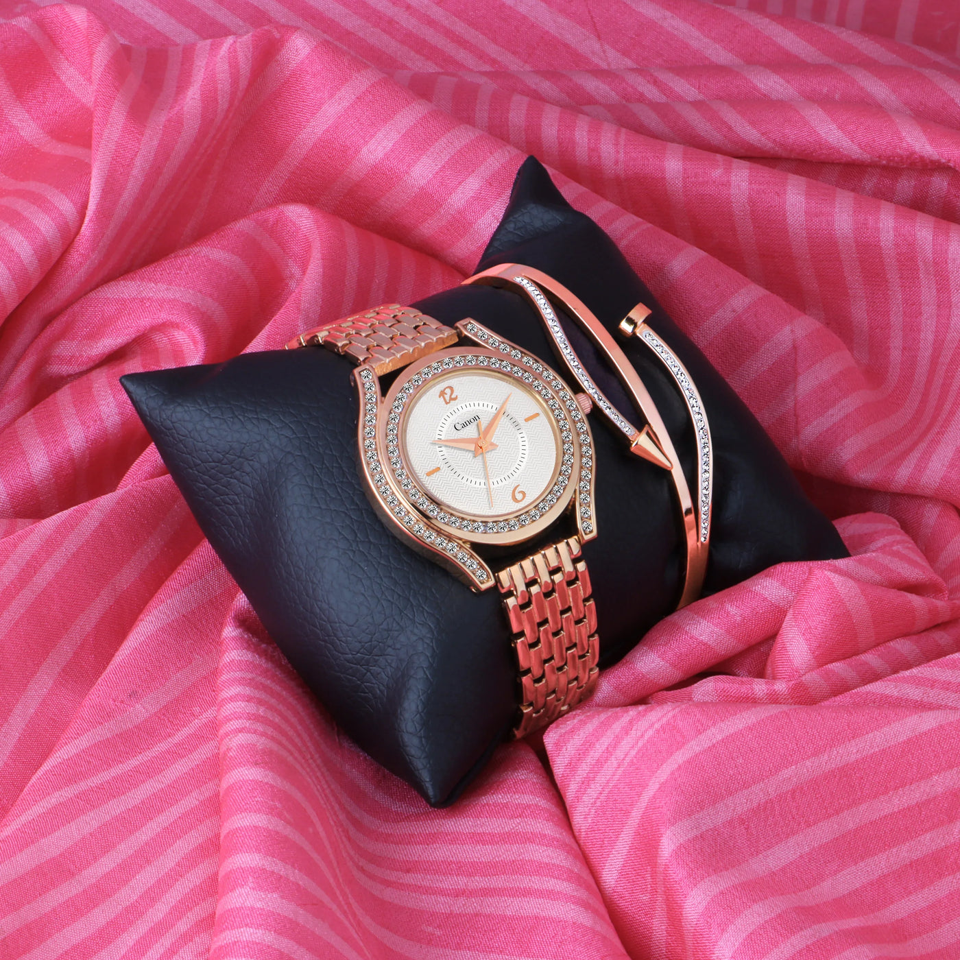 Canon Quartz Rose Gold Watch Bracelet Set For Women CN-440