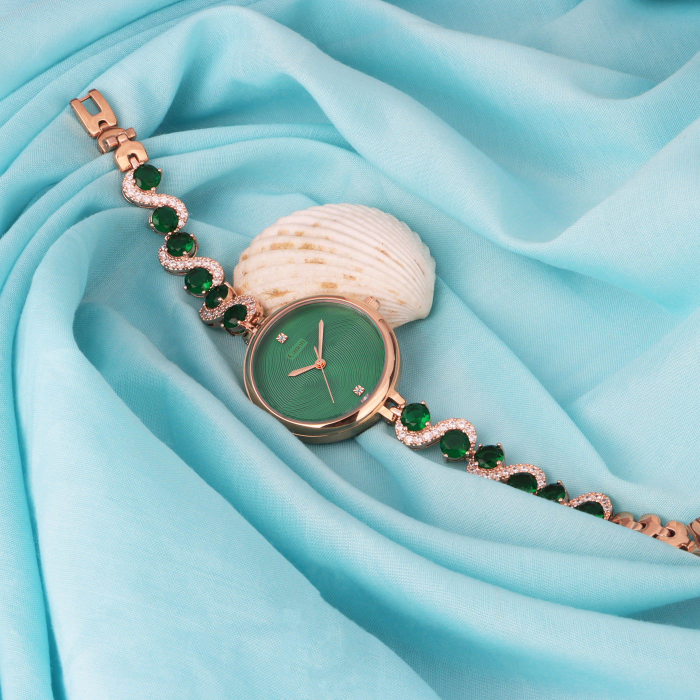 Serenite Green Rose Gold Watch for Women 448