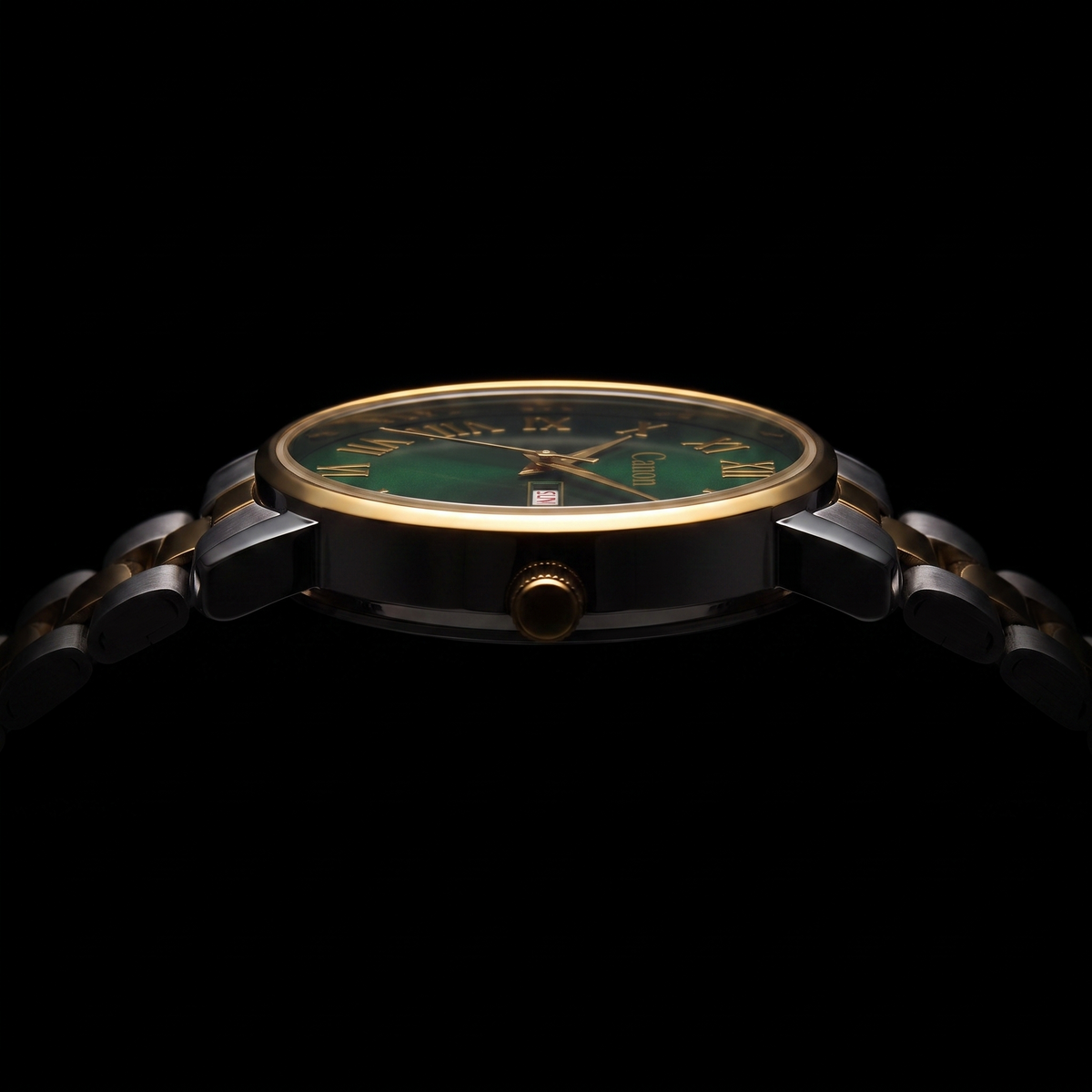 Luxury Maha Vastu Green Dial with Roman Numerals Dual-Tone Watch for Men CN- 519