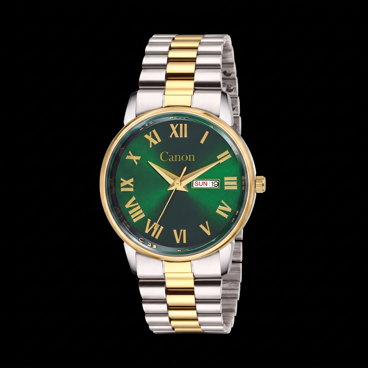 Luxury Maha Vastu Green Dial with Roman Numerals Dual-Tone Watch for Men CN- 519