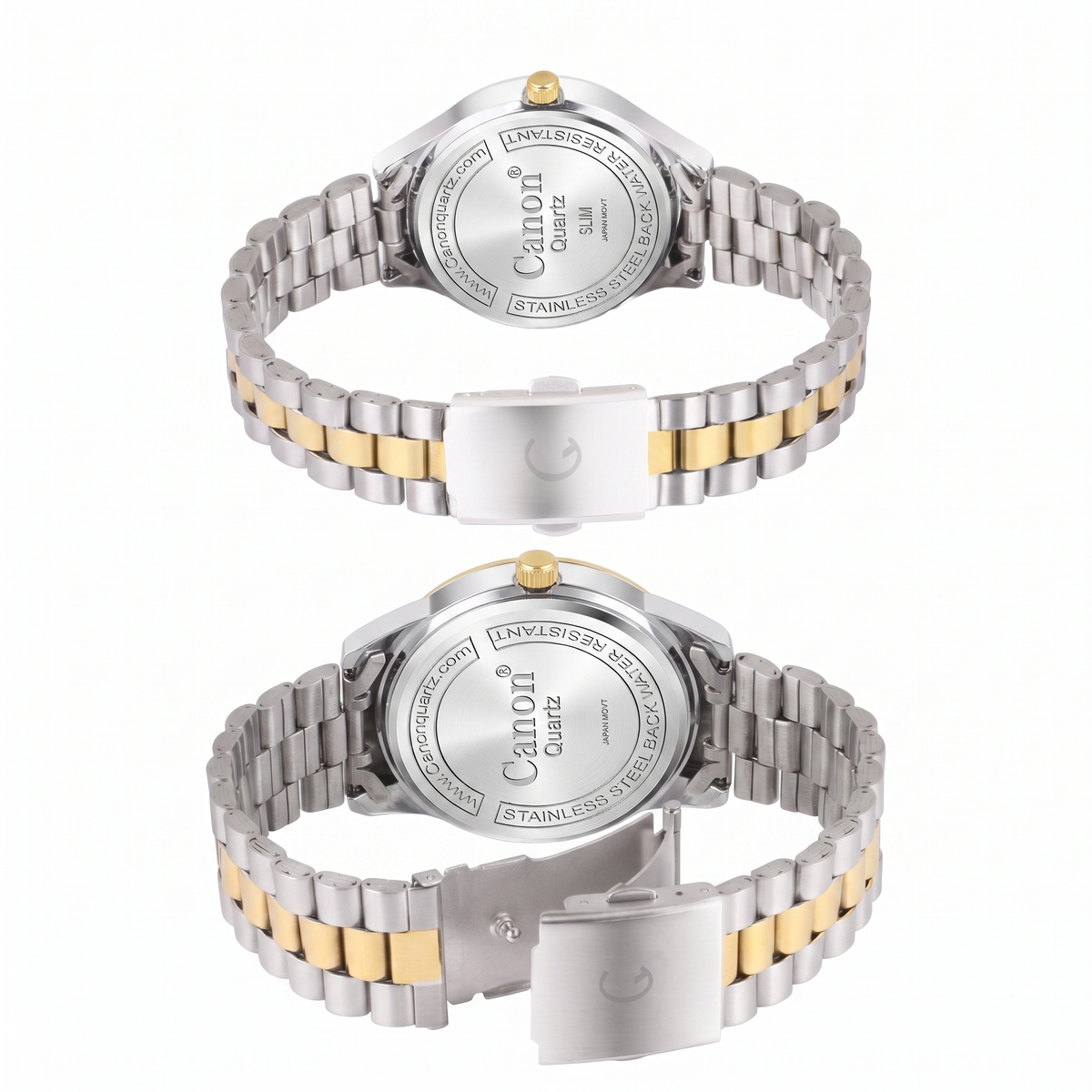 Maha Vastu Couple Watch Set – Dual Tone Gold & Green Roman Dial | Canon Quartz CN-523