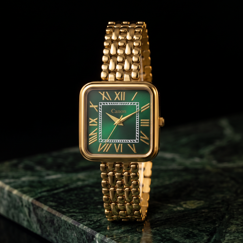 CN-532 Maha Vastu watch standing on dark green marble