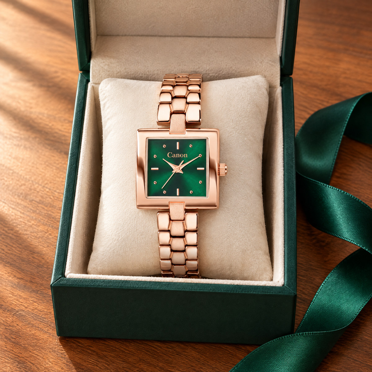 CN-537 in a green gift box with emerald ribbon