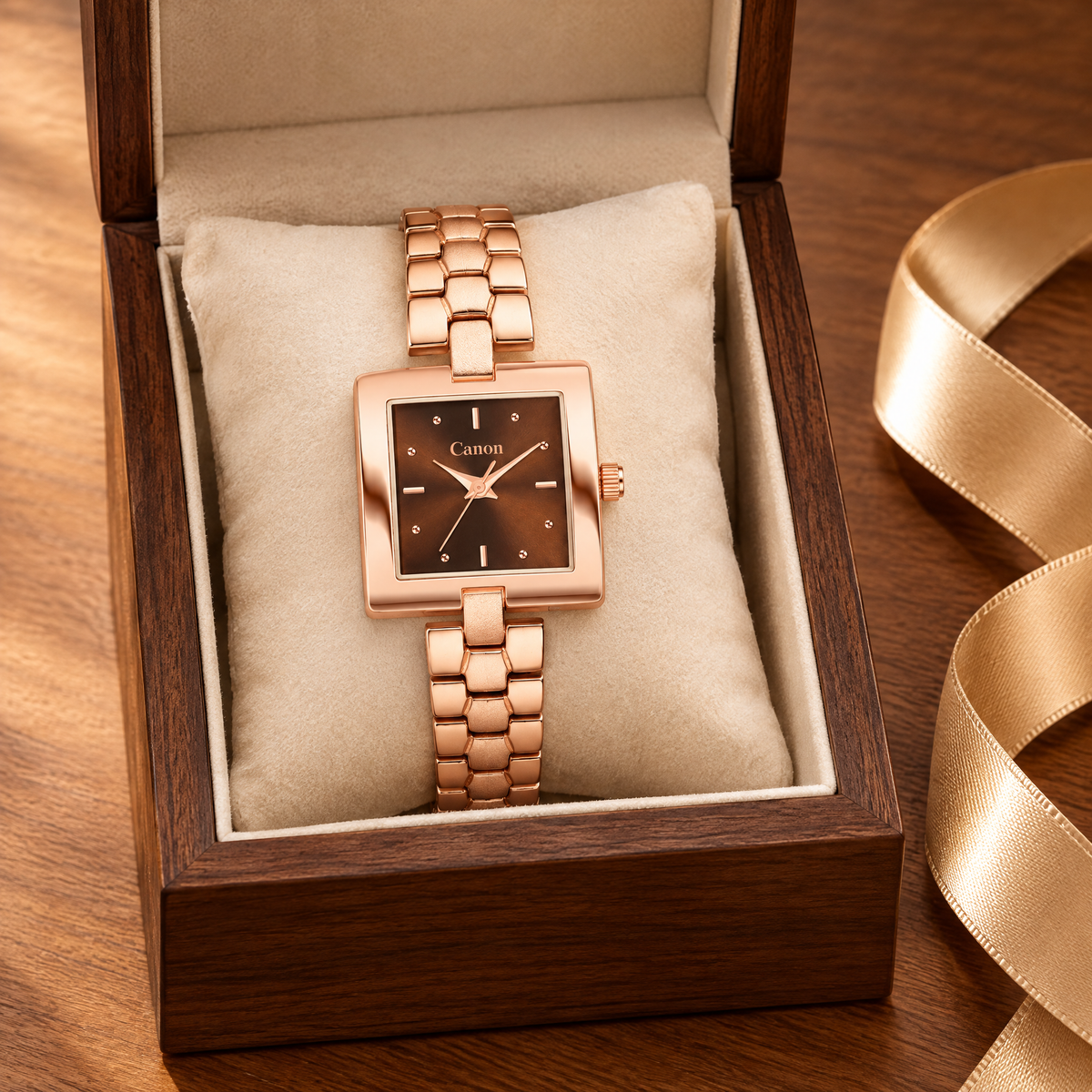 CN-538 in a walnut gift box with champagne ribbon