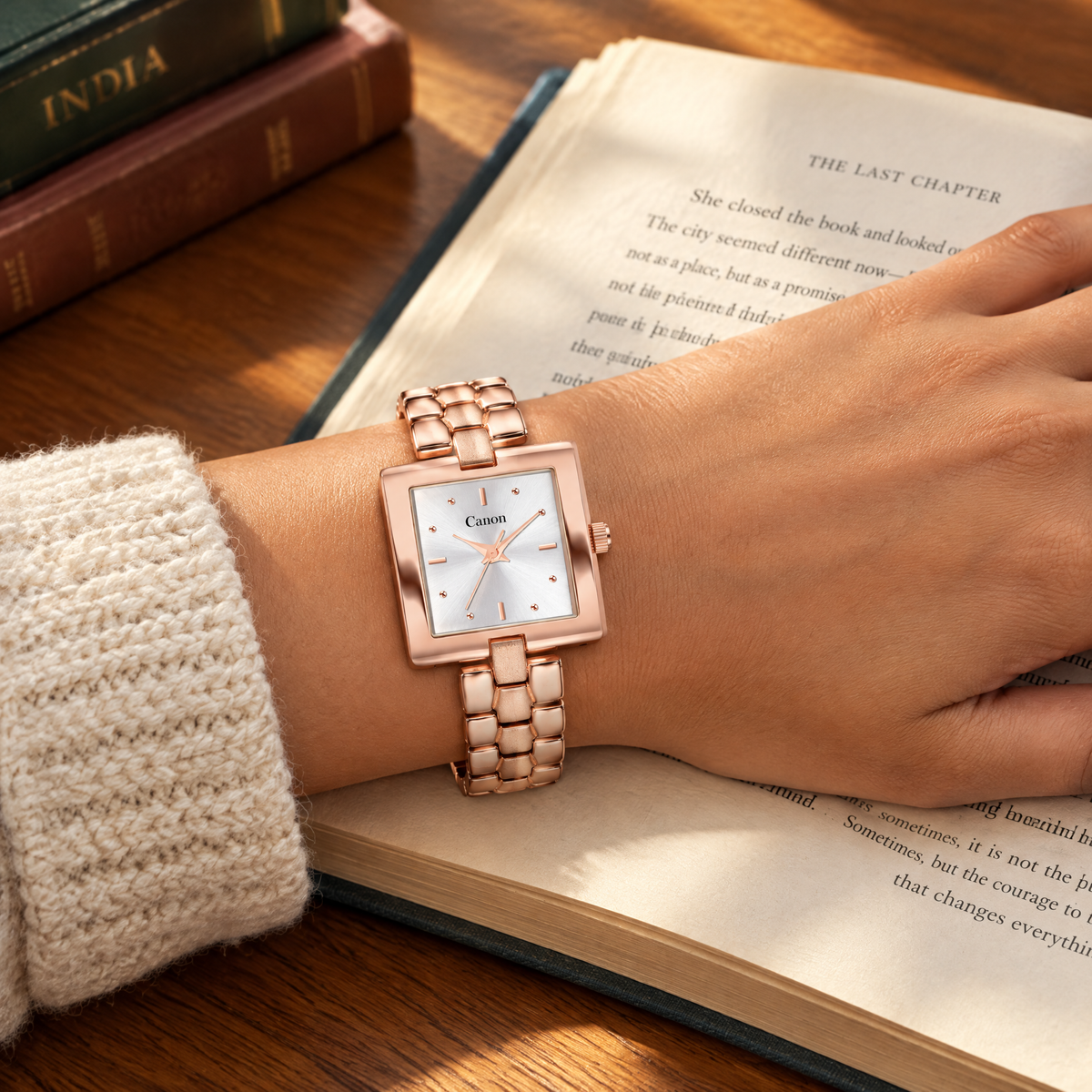 Woman wearing CN-539 reading a book