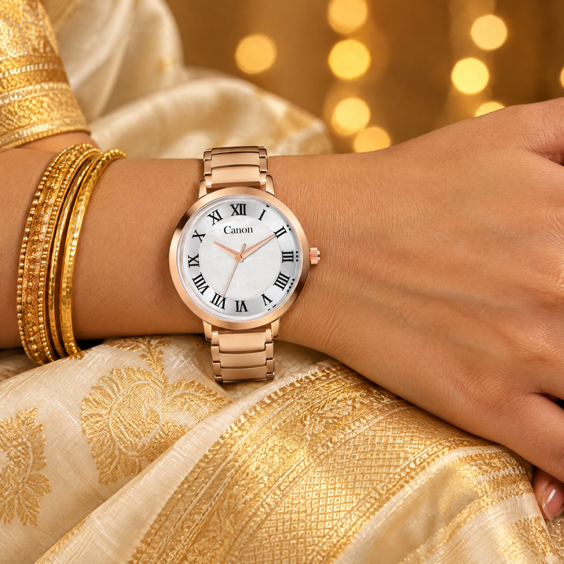 CN-541 worn with an ivory and gold silk saree