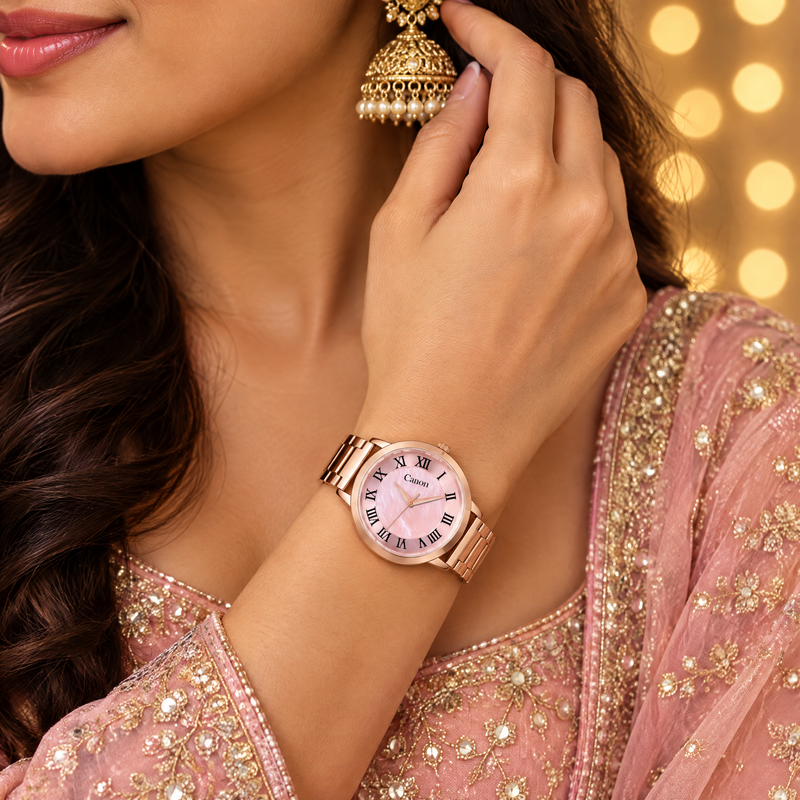 CN-542 worn with a blush lehenga and jhumka